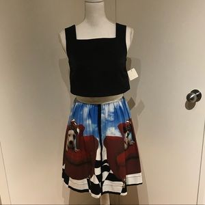 Peplum dress with print bottom NWT